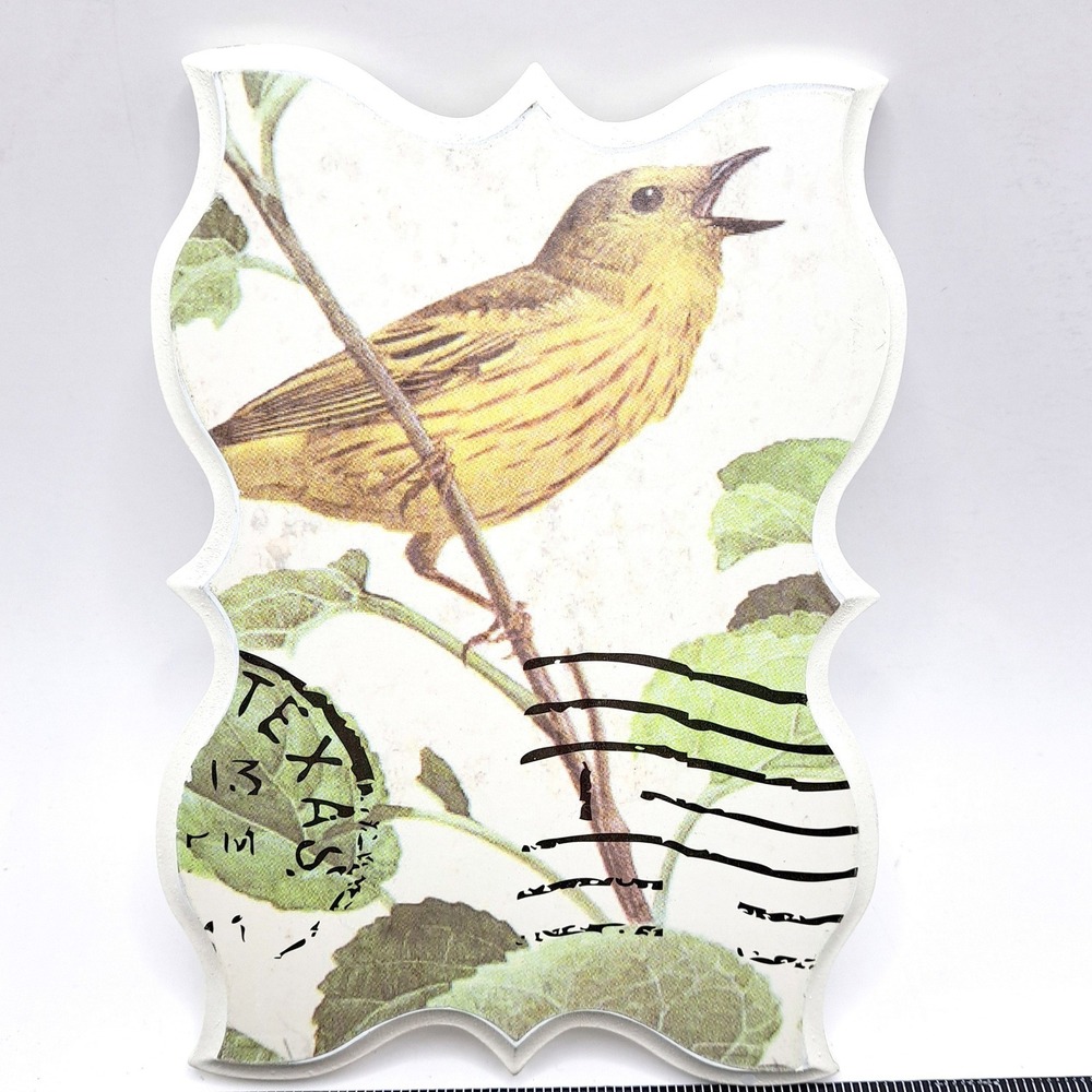 Elements Bird Wall Plaque Home Decor Small Multicolor Texas Postmark‎ Wood Art